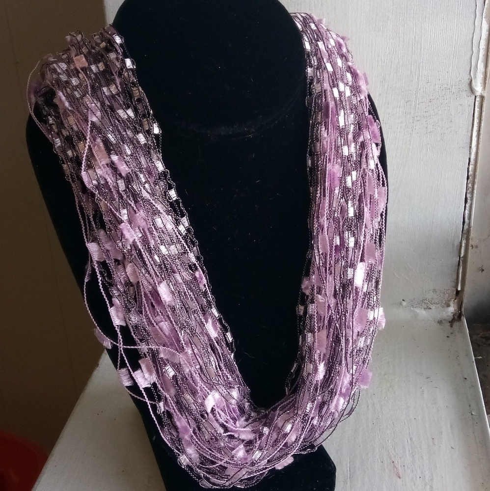 Lavender Yarn Necklace Magnetic Clasp 12" Length